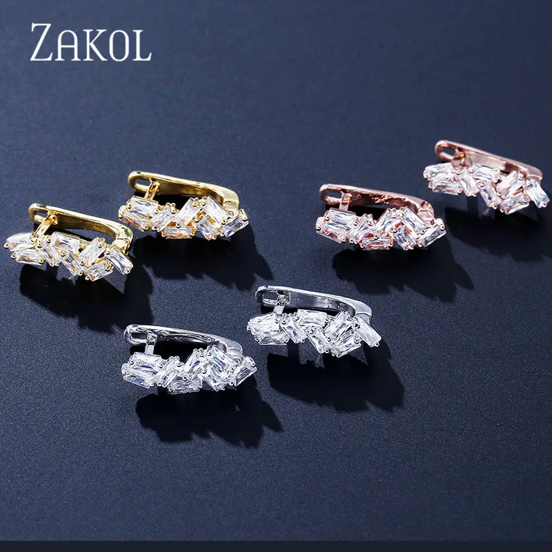 ZAKOL романтические серьги кольца с цирконом класса ААА для женщин ювелирные