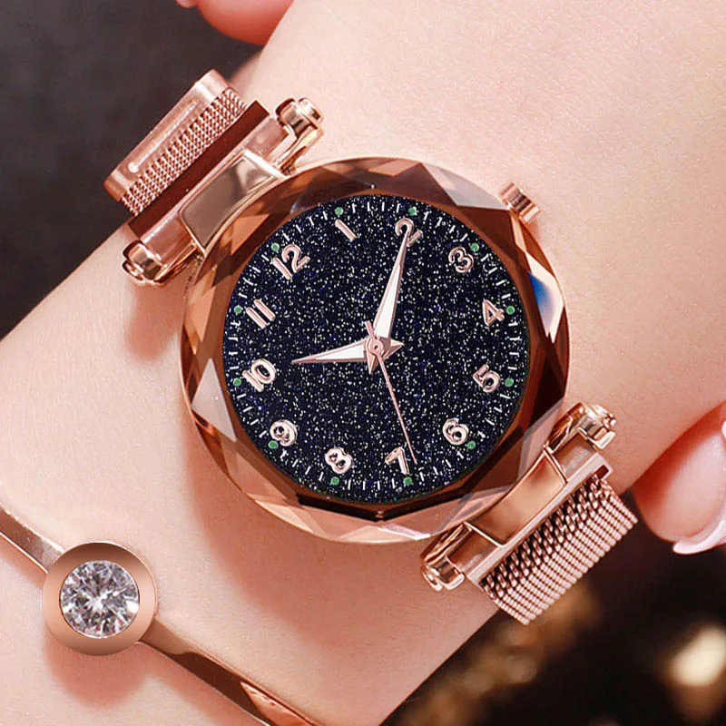 

2022 New Luminous Starry Sky Women Watch Fashion Elegant Magnet Buckle Rose Gold Ladies Watch Luxury Women Watches Reloj Mujer