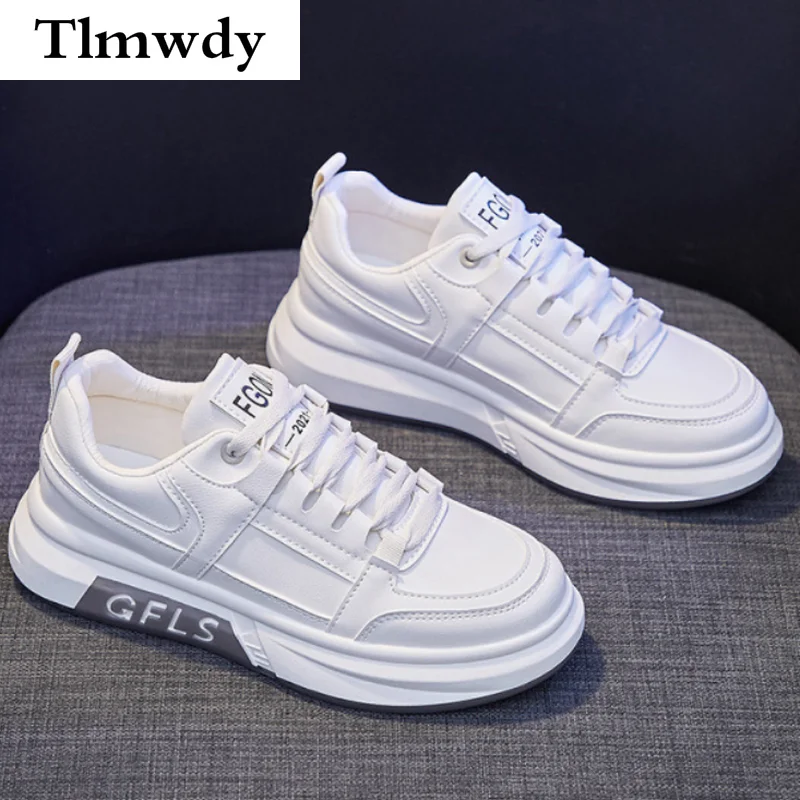 

New Women Shoes 2021 Small White Shoes Women Pu Comfortable Casual Shoes Fashion Lace-up Flat Shoes Woman Outdoor Sneakers