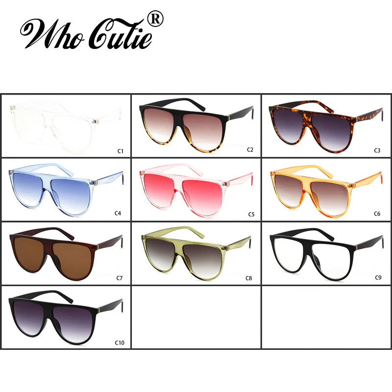WHO CUTIE Oversized Square Sunglasses Women Brand Designer Vintage Fashion Female Black Cat Eye Sun Glasses UV400 Shades OM330B images - 6
