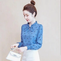 polka dot printed blusas tops women spring summer style shirts lady casual long sleeve chiffon blouses