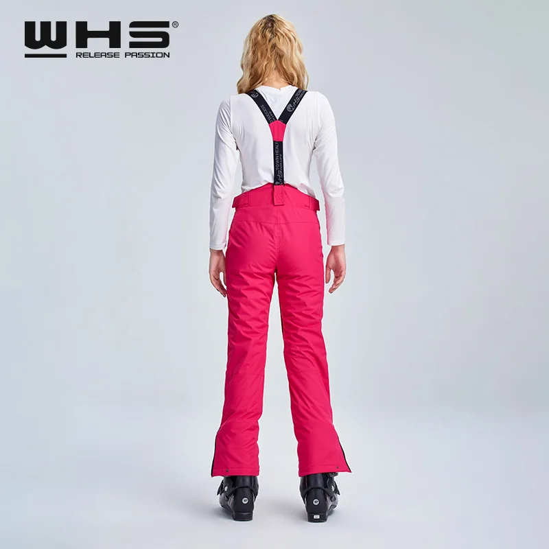WHS женские лыжные брюки брендовые уличные термальные хлопковые подтяжки