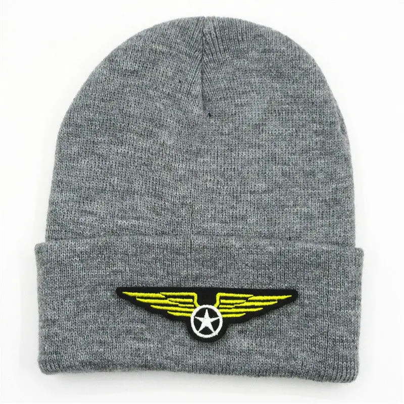 

Wings embroidery Thicken knitted hat winter warm hat Skullies cap beanie hat for men and women 84