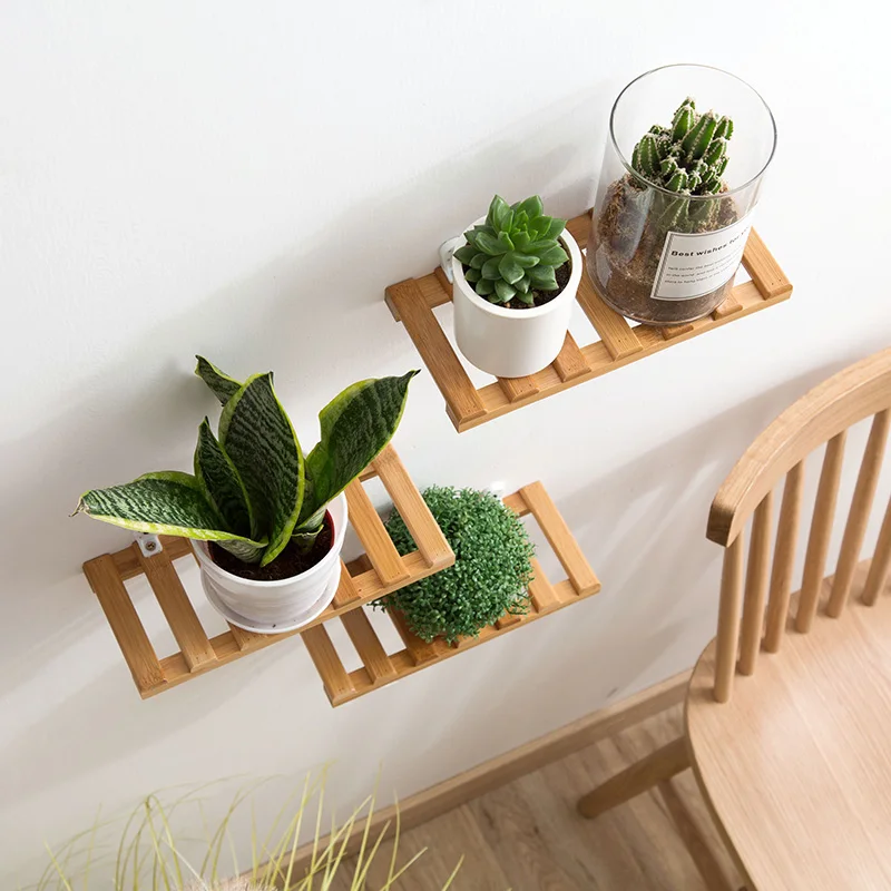 

1/2/3PCS Bamboo Living Room Decoration Hanger Wall Shelf Bedroom Partition Storage Rack Plants Kitchen Shower Spice Zotobon
