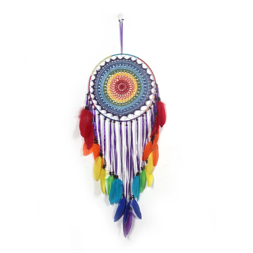 

Original medium-sized colorful crochet large floating dream catcher colorful Indian North American wind wall decorations