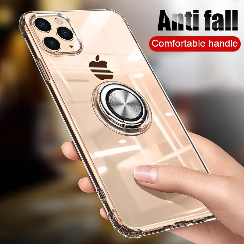 Силиконовый чехол с кольцом-держателем автомобильный держатель для iPhone X XR XS Max 11