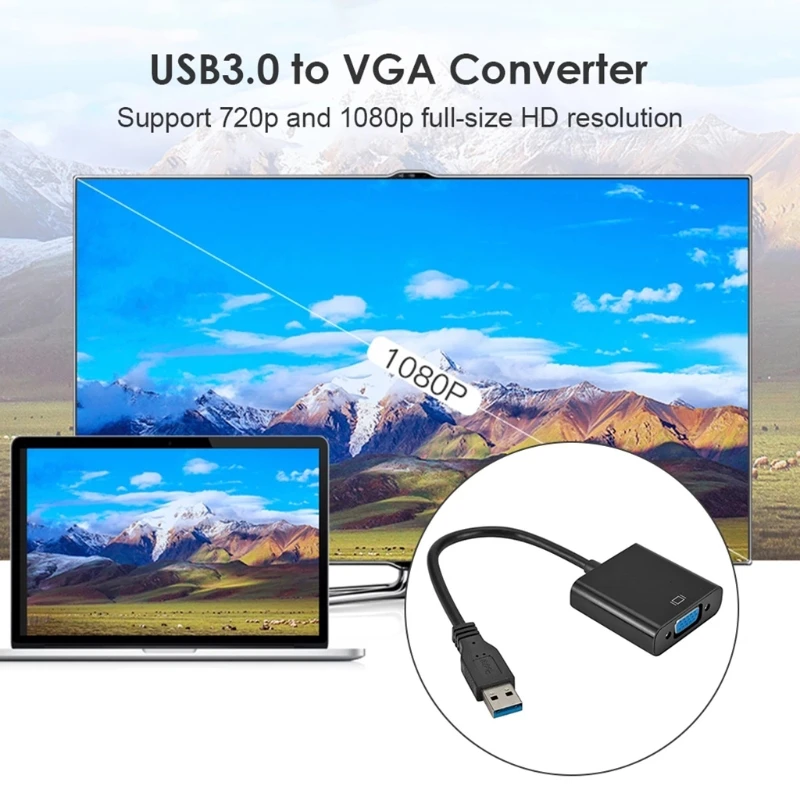 Адаптер USB VGA 1080P мультидисплейный преобразователь видеокарты для Windows 7 8 1 10