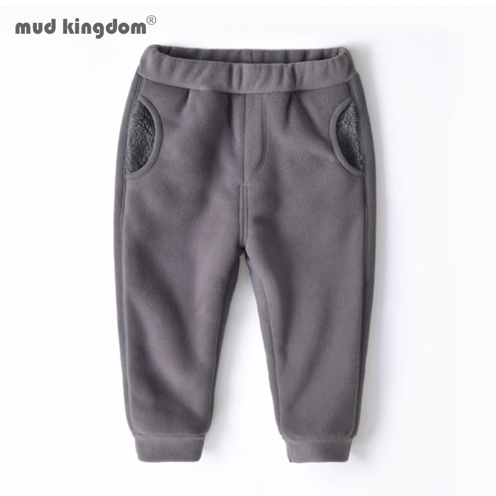 Mudkingdom/штаны для мальчиков Зимние однотонные флисовые штаны девочек и Штаны