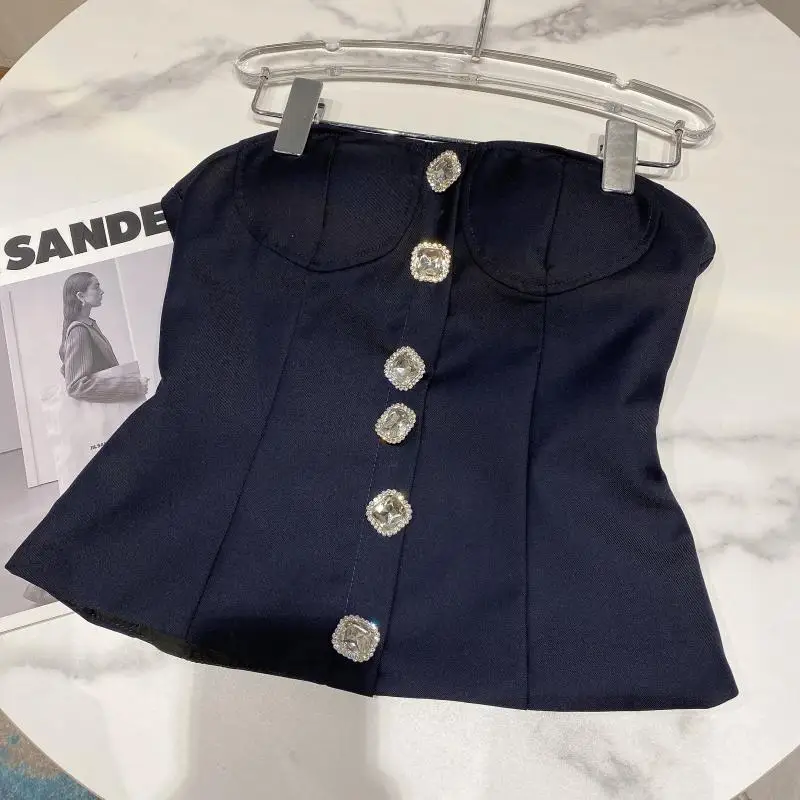 

2021 Spring New Rhinestone Lace Patchwork Bow Sleeve Short Suit Jacket Blazer with Camisole Two-Piece Set Coat Women