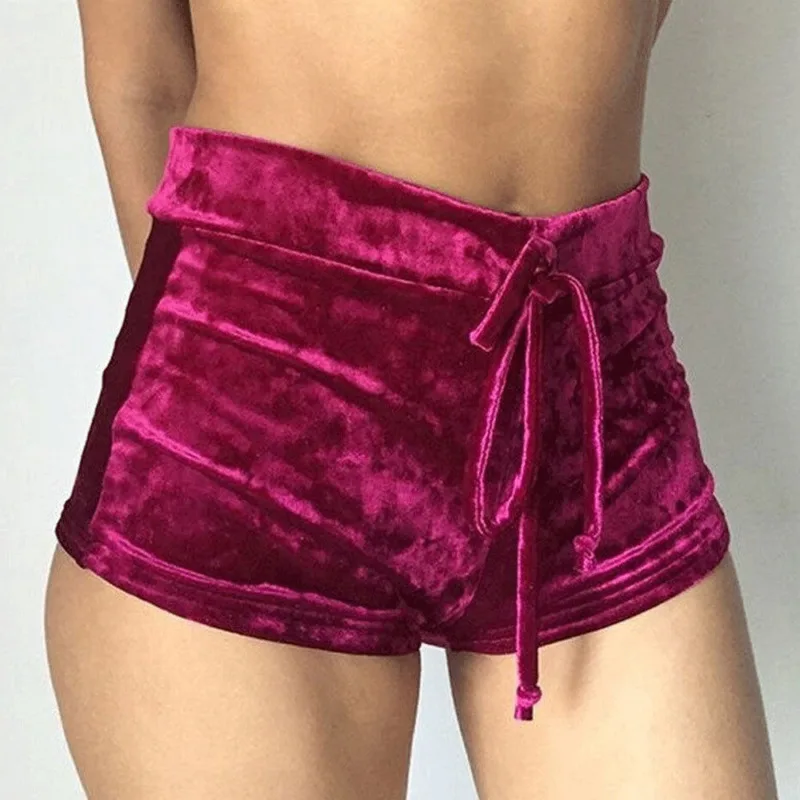 Новое поступление 2020 женские розовые шорты из дробленого бархата Короткие