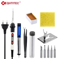 qhtitec electric soldering iron 80w lcd digital display adjustable temperature soldering iron tips 220v110v welding solder tool