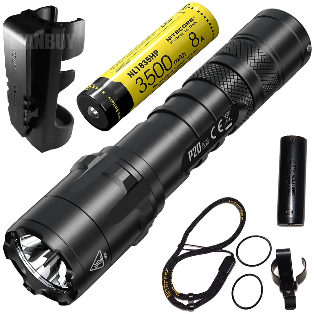 2021 Nitecore P20v2 + 18650 батарея NTH20 кобура 1100 Люмен тактический светодиодный фонарик