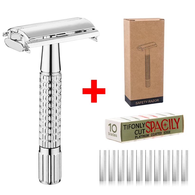 

Ручная бритва, Мужская бритва + 10 лезвий, нож-бабочка, двойной край, безопасная бритва для волос, инструменты для парикмахера, бесплатная дос...