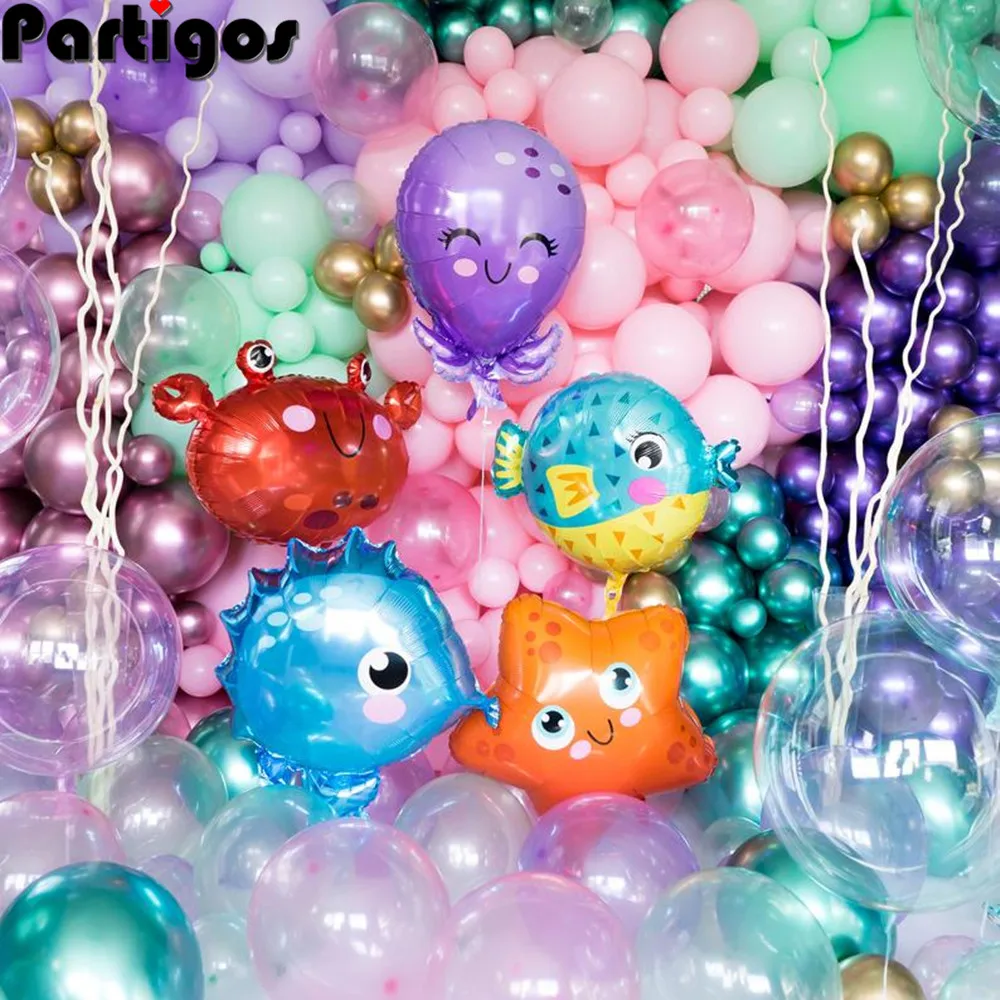 

5pcs Cute Fish Sea Animal Balloons Starfish Sea horse Crab Dolphin Air Balloon Sea Theme Birthday Party Decorations Supplies