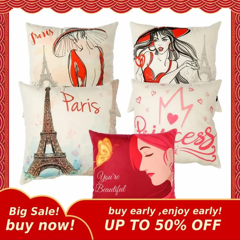 

Goddess Printed Cushion Cover Nordic Pattern Women Tropic Pineapple Throw Polyester Pad Case Sofa Bed Decorative Pillowcase