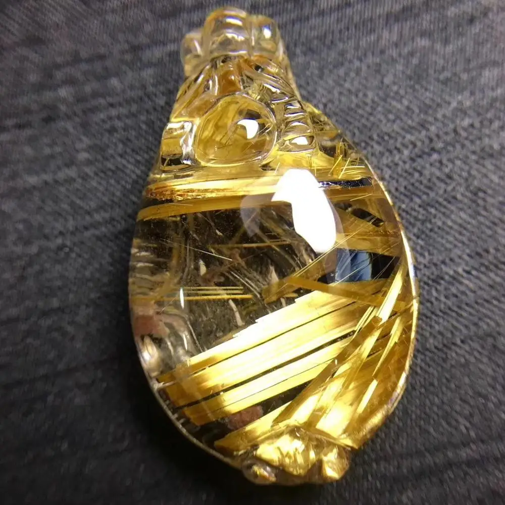 Сертификат натуральный Золотой рутилированный кварцевый титановый кулон