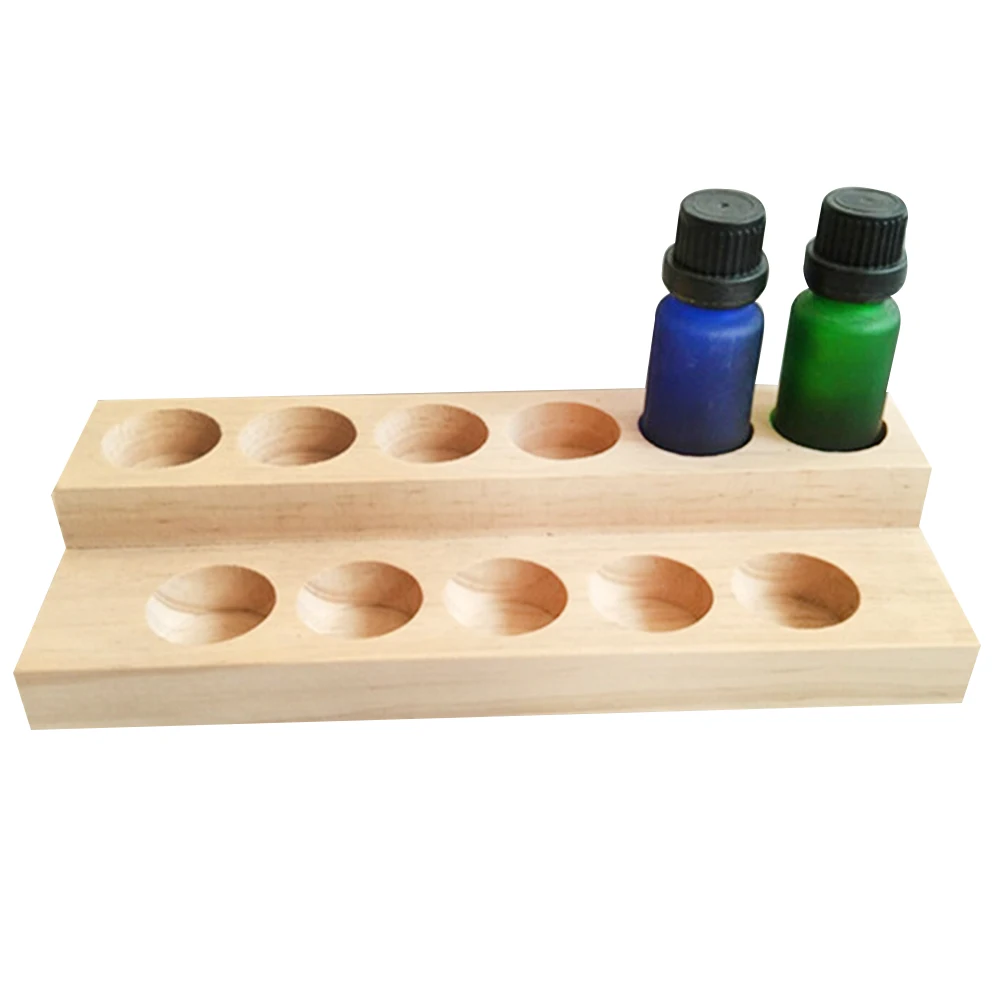 11 Compartments Essential Oil Display Stand Shelf Wooden Exquisite Rack With Grooves Can Hold 15ml Bottles #W0 | Дом и сад