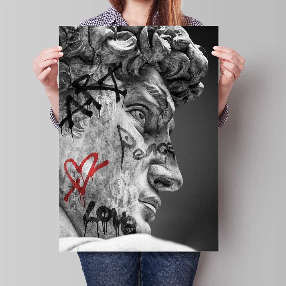 

Абстрактная греческая статуя, пластырь, скульптура, искусство, холст, живопись, Давид, искусственная Настенная картина для украшения гостин...