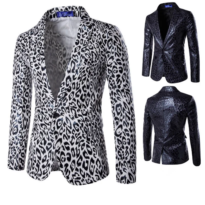

Jacket men's suit jacket men's fashion leopard print jacket men's casual single button suit blazer wedding banquet dress