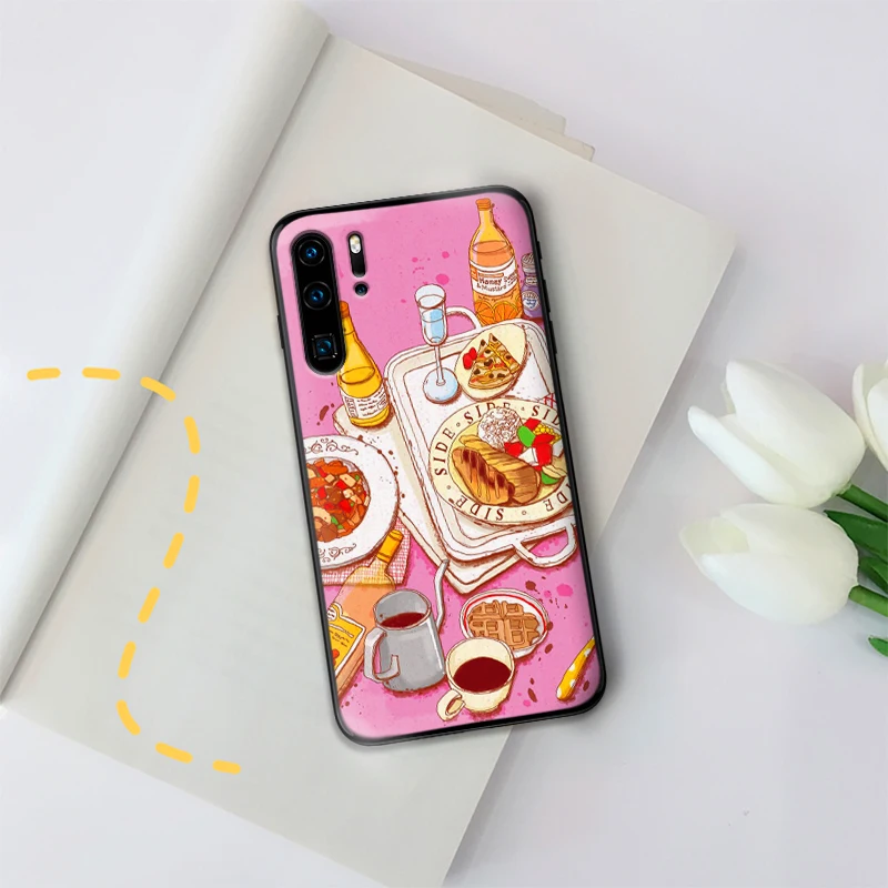 Luxury Case For Huawei Y6 Y7 2018 Y9 Prime Mate 10 20 Pro Nova2 3 4 Lite Nova 2i 3i 5i Cover Cartoon fries burgers pizza | Мобильные