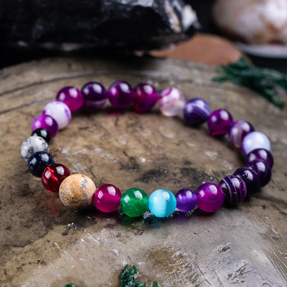 8 & 10 мм очаровательные браслеты с бусинами из натурального камня для женщин и