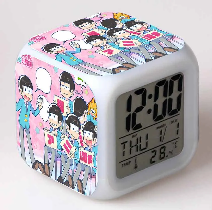 

Anime Asson animation Cartoon LED 7 Color Flash Digital Alarm Clocks Kids Night Light Bedroom Desk Clock despertador
