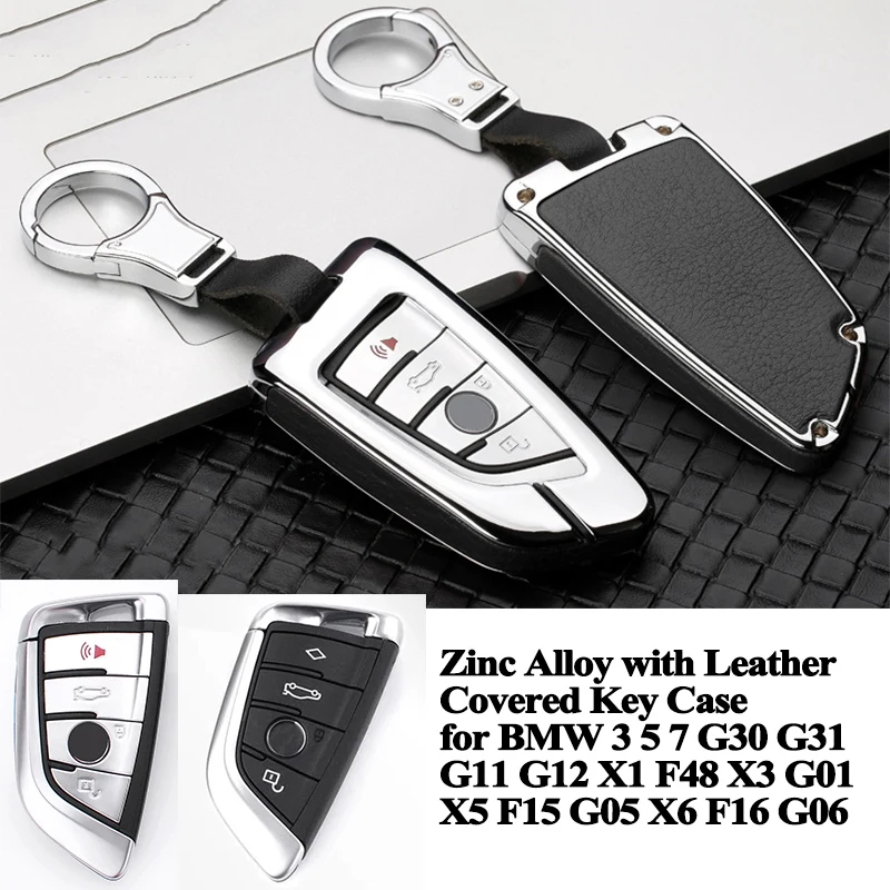 

1pc Zinc Alloy Leather Car Key Case Cover Shell Accessories for BMW 3 5 7 G30 G31 G11 G12 X1 F48 X3 G01 X5 F15 G05 X6 F16 G06