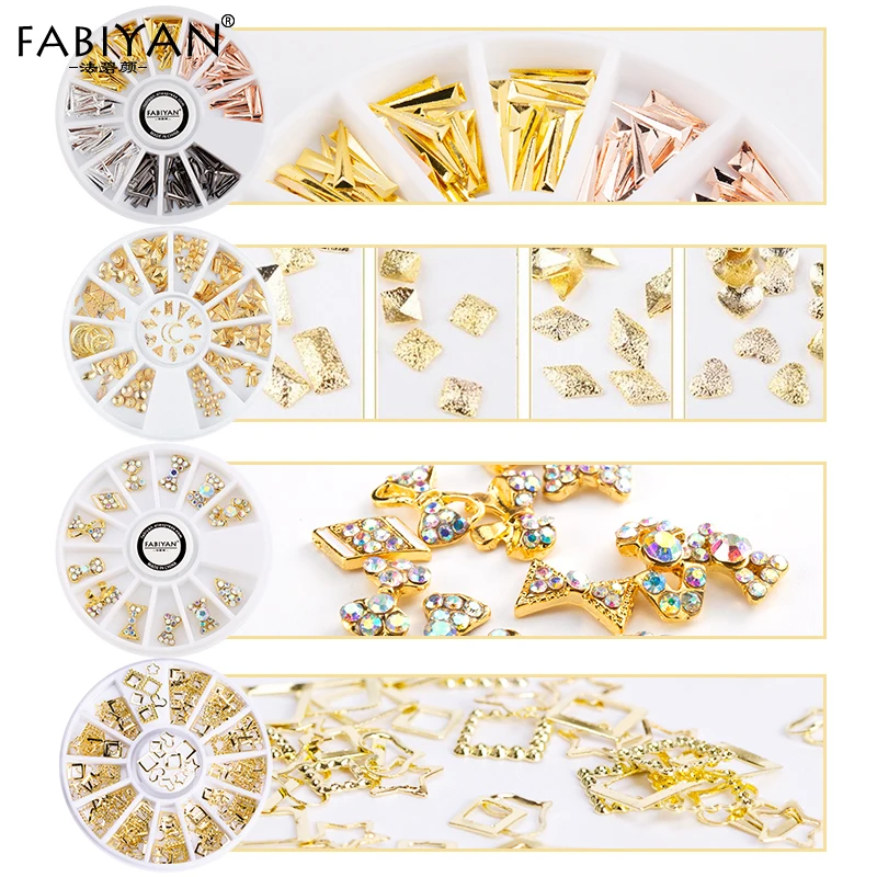4 Color Nail Art Wheel Long Sharp Triangle Rivet Alloy Strip Metal Decoration Accessorie 3D Tips DIY Design Polish Manicure Tool