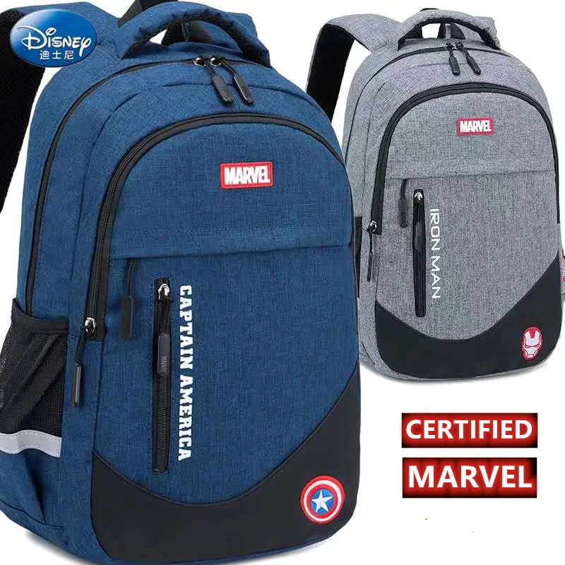 "Большой рюкзак для начальной школы Disney, школьный ранец с рисунком Человека-паука, Железного человека, Капитана Америка"