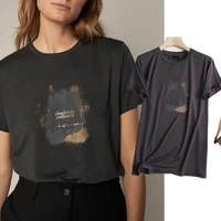 maxdutti harajuku tshirt camisetas verano mujer 2021 england style vintage letter print cotton o neck summer t shirt women tops