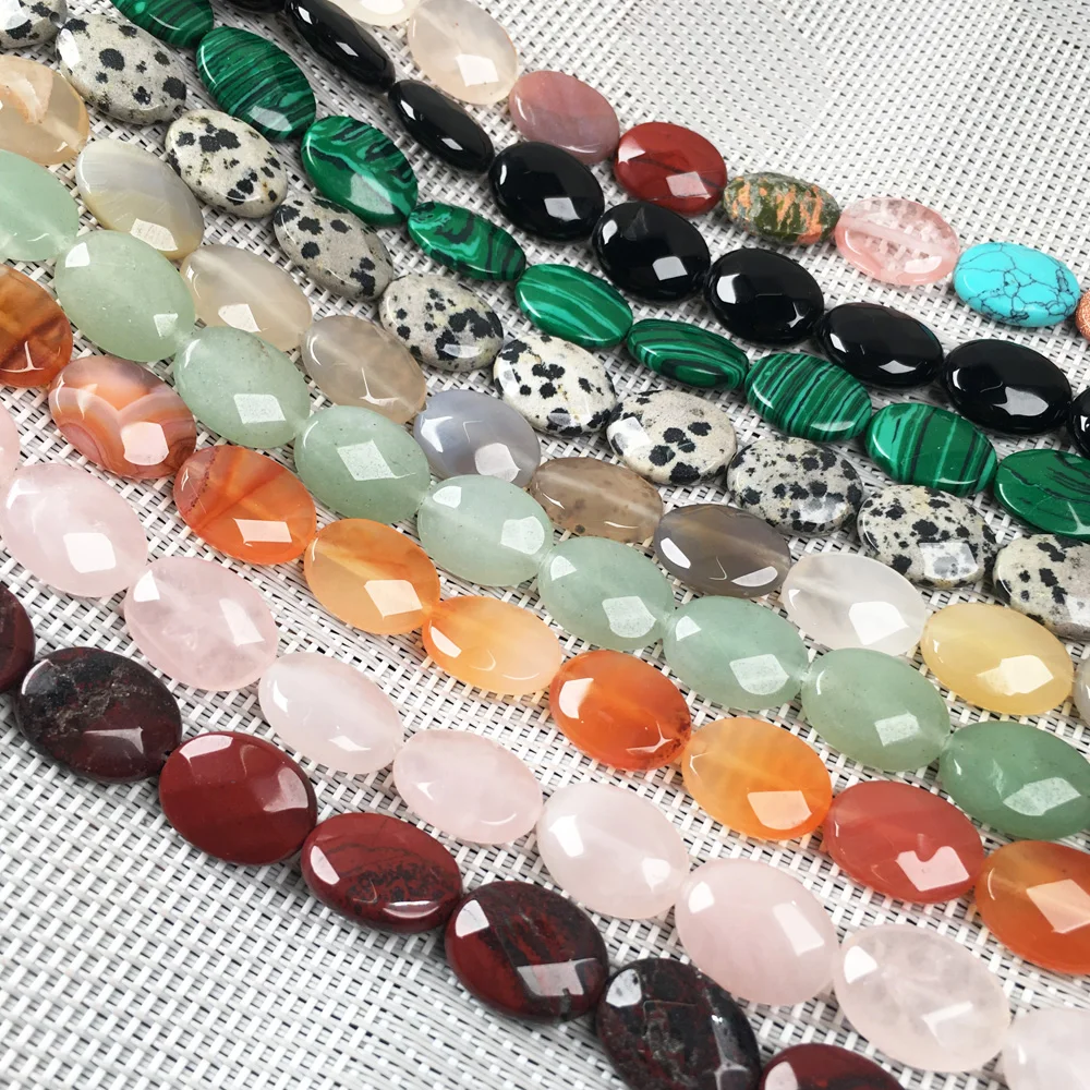 

2020 New Egg-Shaped Faceted Semi-Precious Stone Beads Accessories Making Nacelace Bracelet For Women Size 20cm