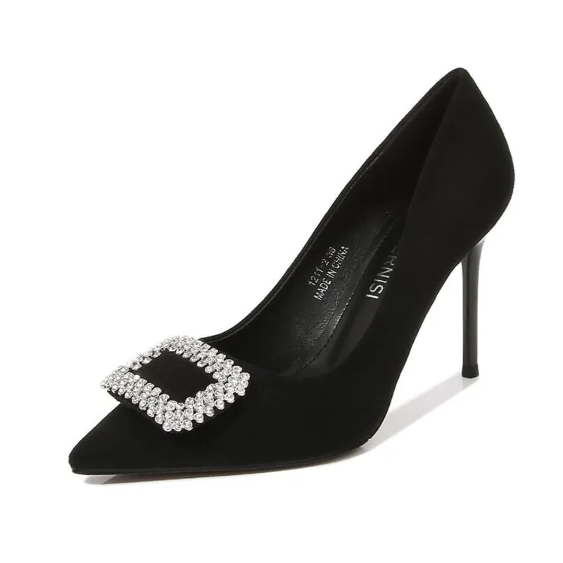 

MAIERNISI New Women Pumps Rhinestone Design Sexy Thin High Heels Extreme Fun Femmes Office Wedding Party Shoes Large Size 45 46