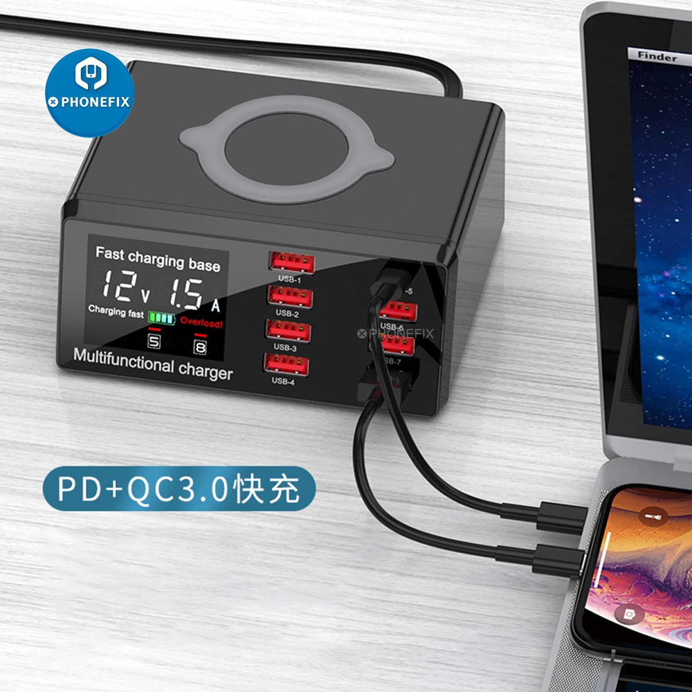 Зарядное устройство USB на 8 портов 100 Вт адаптер для быстрой зарядки 3 0 хаб