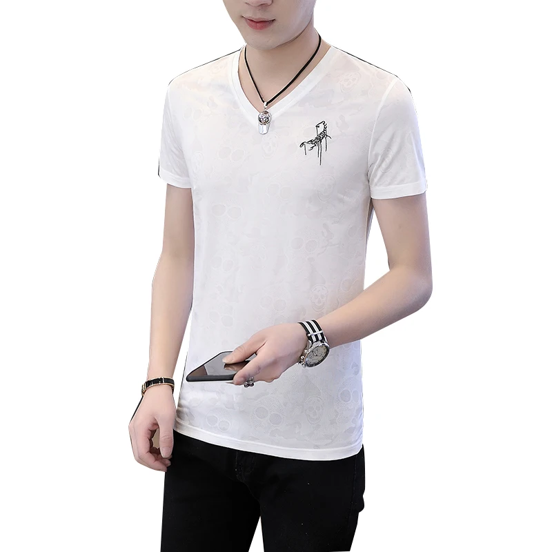 Облегающая Мужская футболка тонкая с коротким рукавом Ультра Тонкая шелковая