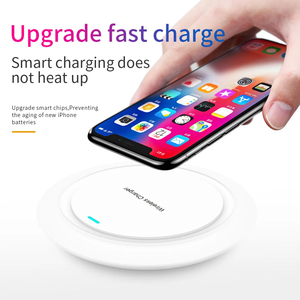 2019 Ultra-thin Qi Wireless Charger Smart Fast Charging Pad for iPhone Samsung Mobile Phone | Электроника