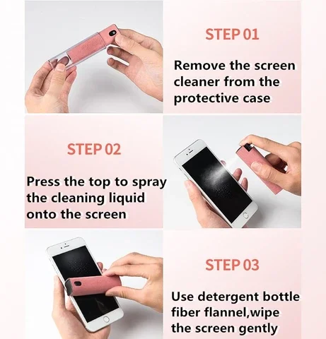 

2pNewest 3 In 1 Phone Screen Cleaner Spray Computer Mobile Phone Screen Dust Removal Tool Microfiber Cloth Set Cleaning Artifact