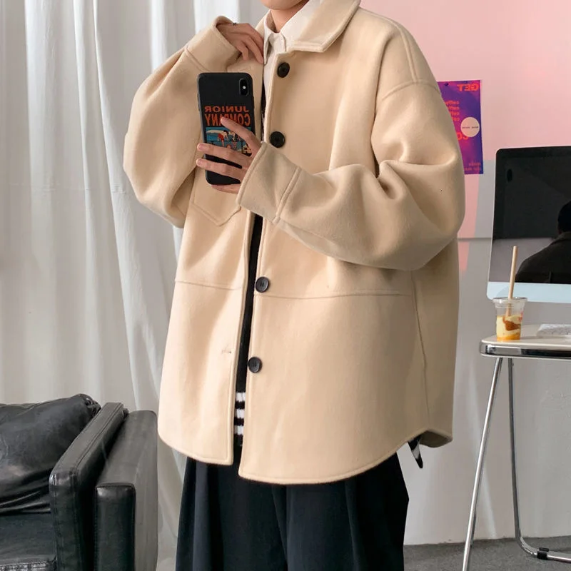 

Осень-зима 2021, новая шерстяная куртка Neploha, пальто, повседневная куртка, уличная одежда, Свободное пальто для мужчин, выгодные нейтральные му...