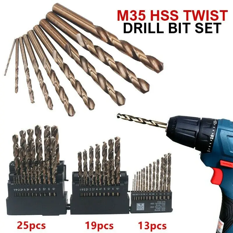 

M35 HSS Twist Drill Bit Set For Stainless Metal 5% High Cobalt Copper Iron Bits