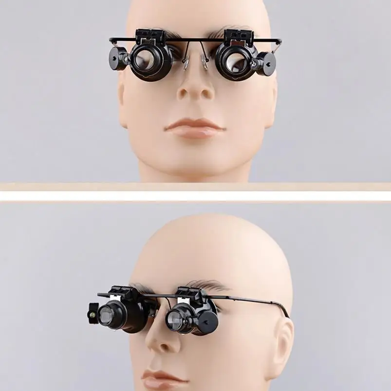 

Black Reading Magnifying tool wearing jewelry clock Glass 20 times glass Loupe LED Lamp Light working