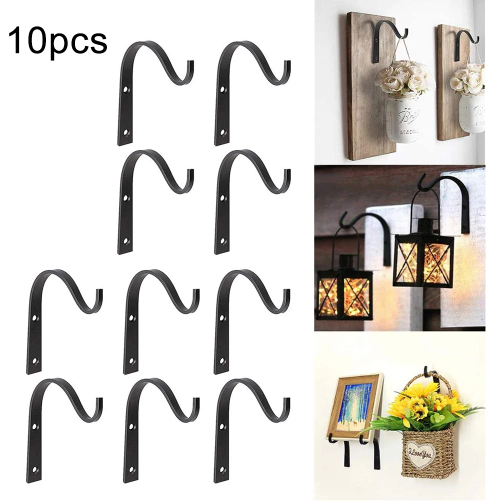 

4/10Pcs Iron Garden Wall Light Wall-Mounted Hanging Bracket Flower Plant Hanger Pot Bracket Holder Balcony Garden Decoration