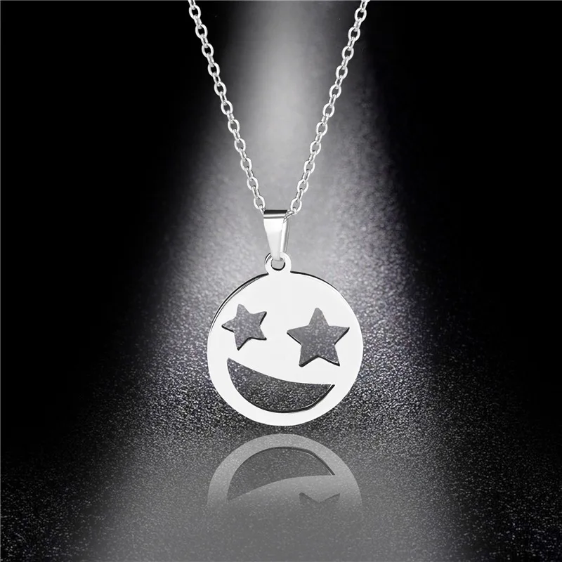 

Kpop Smiley Face Necklace Goth Hip Hop Egirl Chain Smile Pendant Necklace For Women Men Girl Neck Chain Gothic Couple streetwear