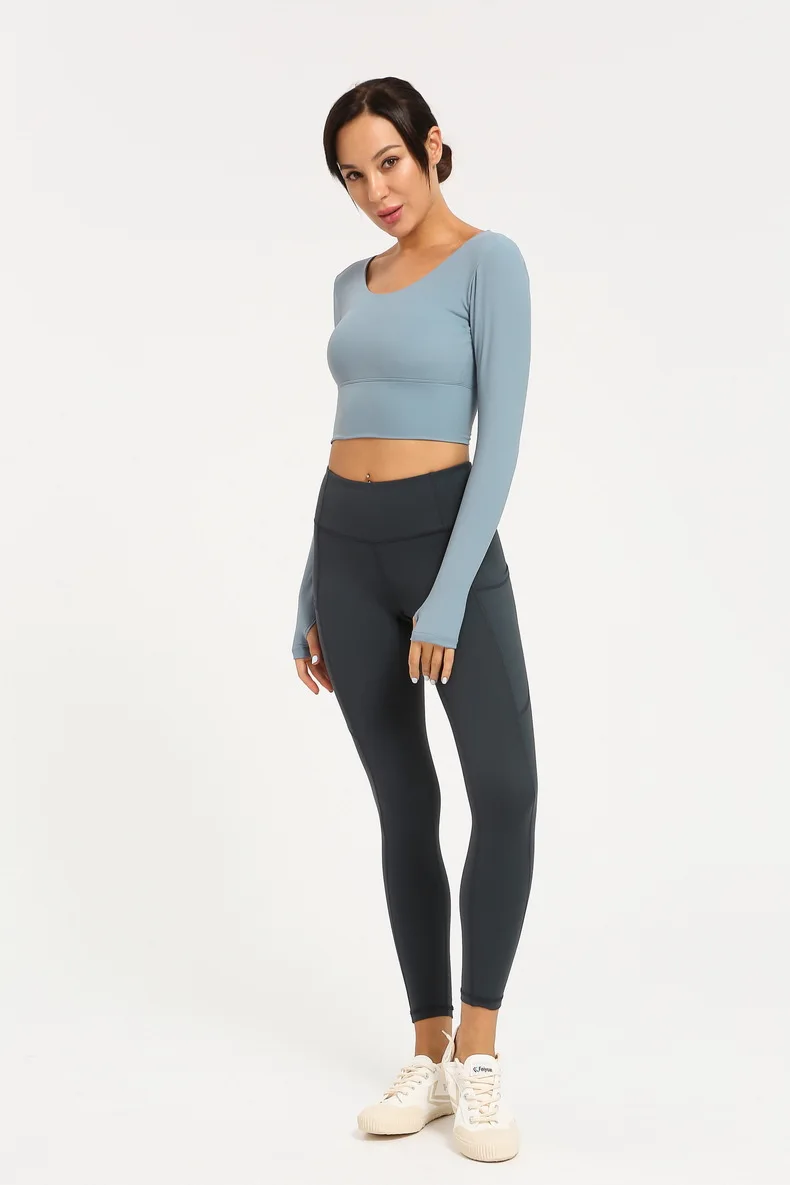Сзади крест Slim Fit спортивные шорты для занятия йогой для женщин с длинным рукавом Плюс Размер Топы Тренировки Фитнес короткий Модный Топ стиль футболки
