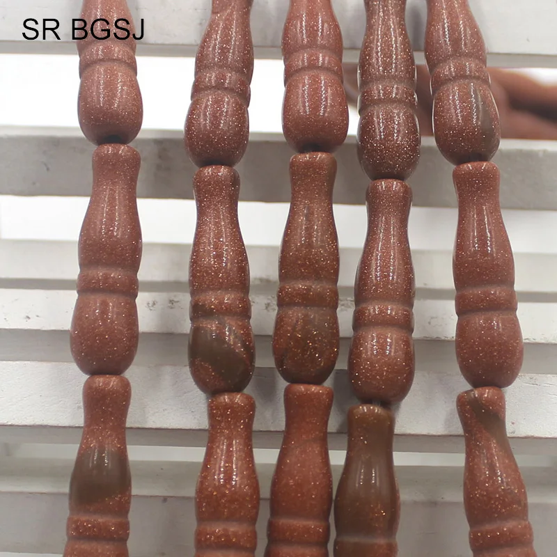 Free Shipping 8x26mm Bottle Shape Gems Natural Stone Gold Sand Jewelry Making DIY Beads Strand 15&quot|bead strands|beads free shippingdiy beads |