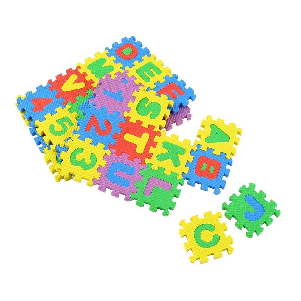 

36Pcs/set 5*5cm Cartoon English Alphabet Pattern Baby Crawling Mat Puzzle Toys For Kid EVA Foam Yoga Letter Mats Learning Toy