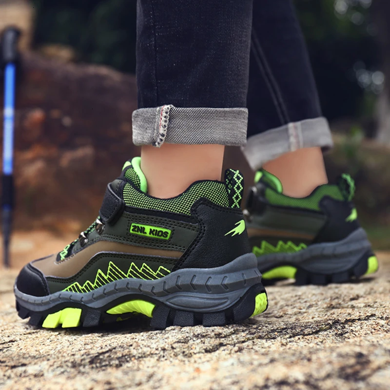 Зимняя детская обувь кожаная Осенняя Водонепроницаемая теплая спортивная для