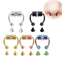 1 pc nose ring 10mm surgical steel spike circular barbell horseshoe lip nose piercing septum ring helix cartilage earring 2021