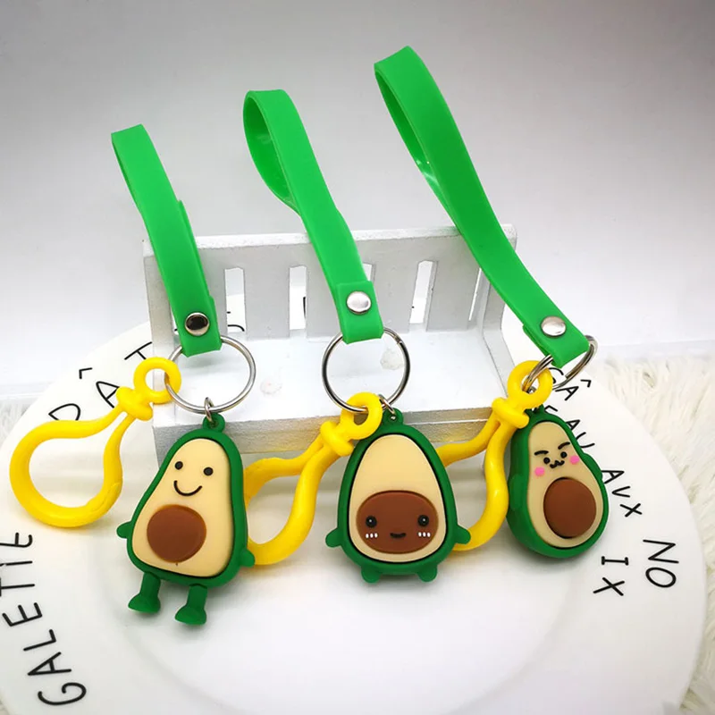 Милый авокадо брелок мультфильм лицо брелки Улыбка Брелок женские украшения для