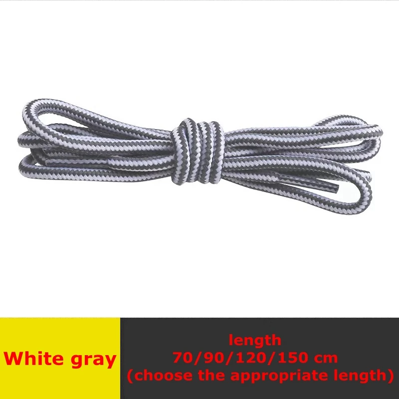 White gray Высококачественные круглые шнурки; двухцветные шнурки для обуви; унисекс; уличные спортивные ботинки martin для отдыха; 1 пара - Цвет: White gray