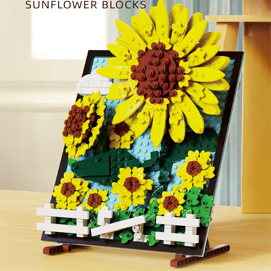 

MOC Creative Sunflower Painting Building Blocks DIY House Home Decorations Flower Model Bricks Toys Set for Kids Christmas Gifts