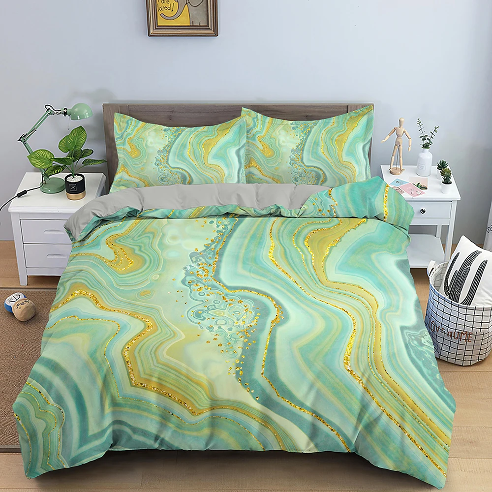 Мрамор пододеяльник набор радуга роскошный постельные принадлежности красочные